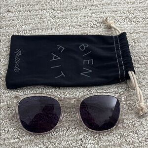 Madewell Bien Fait Clear Frame Sunglasses Blue Lens w/ Pouch